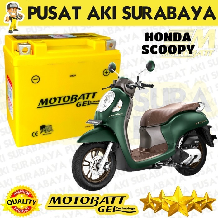 TERBARU - HONDA SCOOPY AKI MOTOR MOTOBATT MTZ6S ACCU MOTOBAT GEL SCOOPY FI NEW