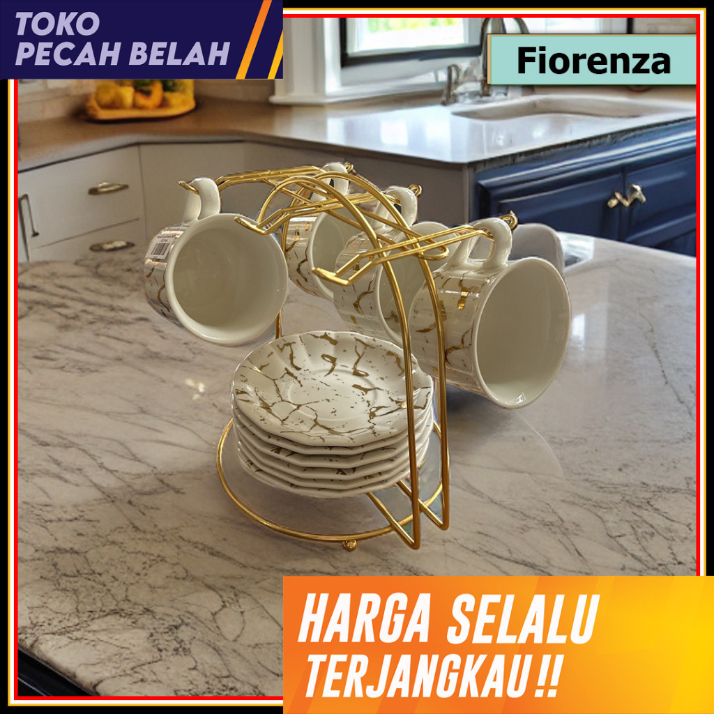 Fiorenza - Tea Set / Cangkir Set Teh Kopi MP 812 C Putih Fiorenza