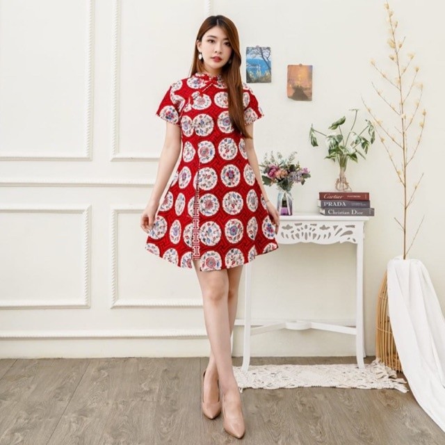 Dress Imlek Dewasa Wanita 2024 Perempuan Cina Pakaian China Terbaru 2023 Baju Shio Naga Batik Ceongs
