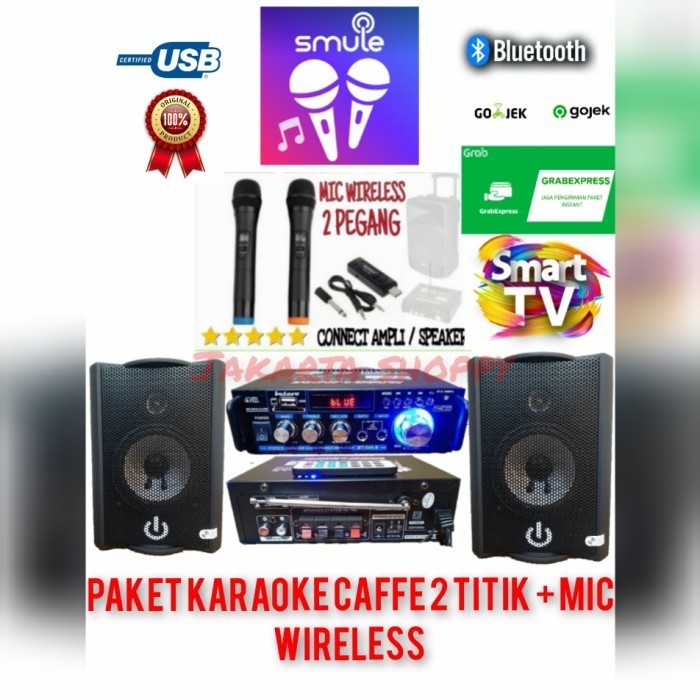 PAKET KARAOKE SET CRIMSON AMPLI MINI KARAOKE SMART TV MIC WIRELESS