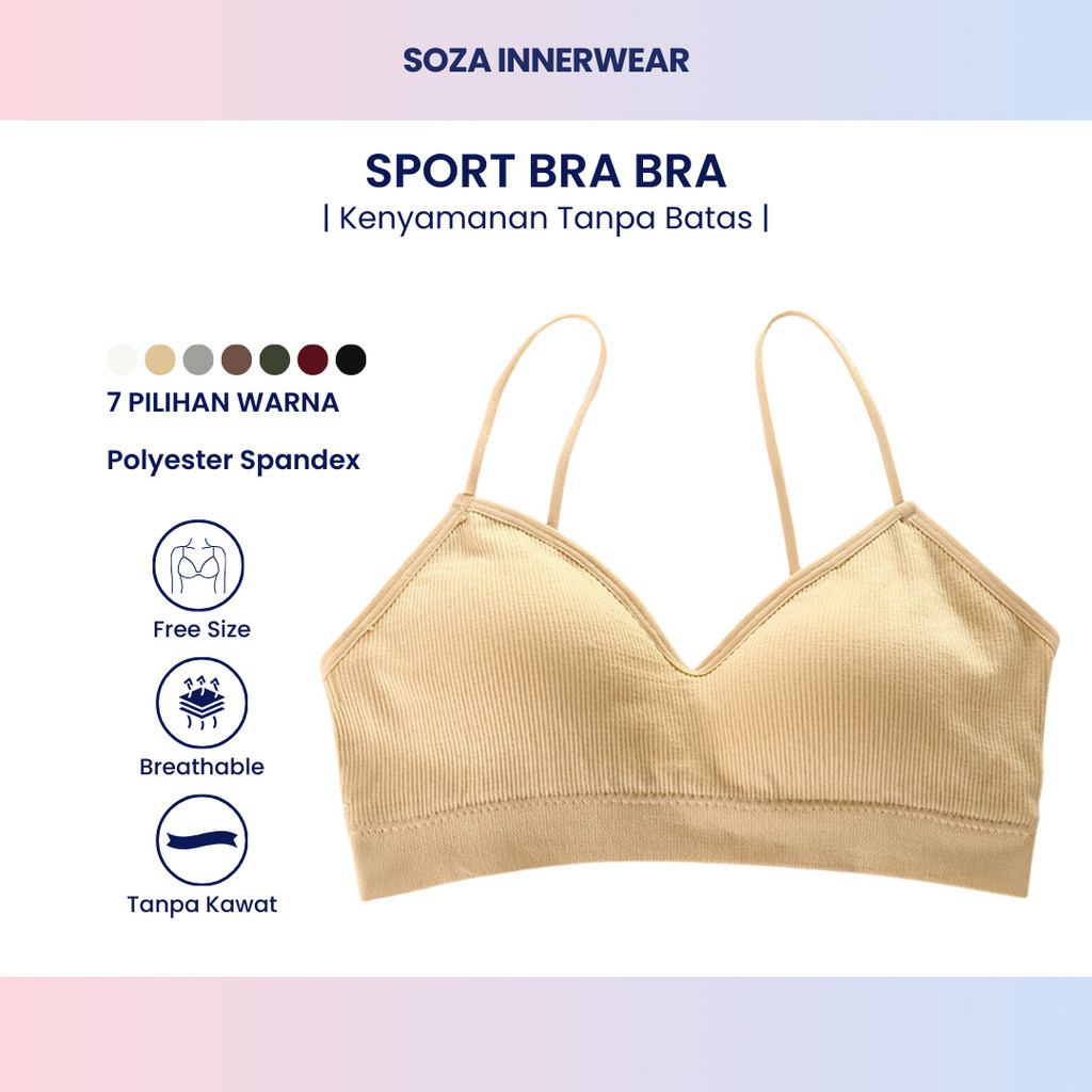 Sport Bra Tali Sling 1691 Busa Tipis Tanpa Kawat Bisa di Lepas Pasang Tali Karet Elastis Tidak Kendo