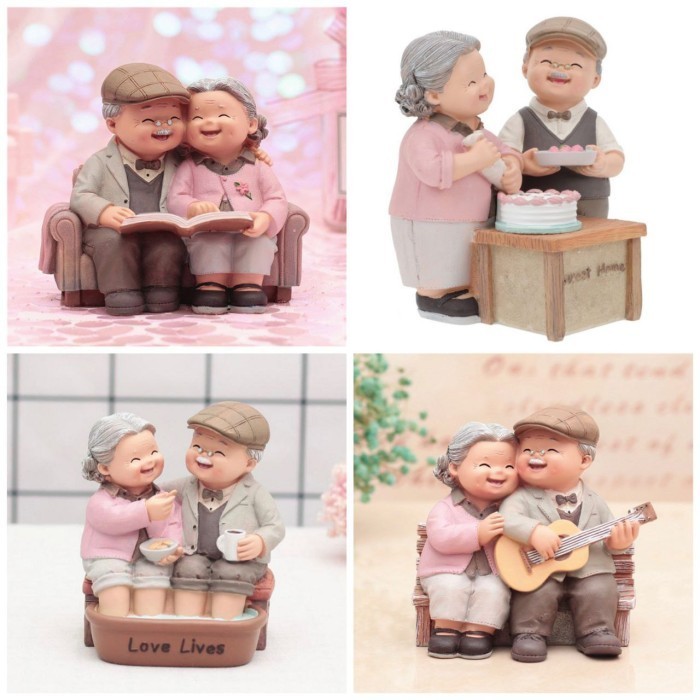 Patung Pajangan Kakek Nenek Akong Amah Opa Oma Kado Anniversary Dekor