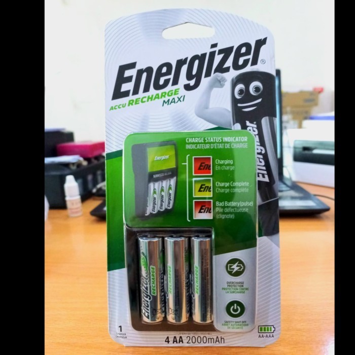 Baterai Charger Aa / Aaa + 4 Baterai Aa 2000 Mah Energizer Maxi