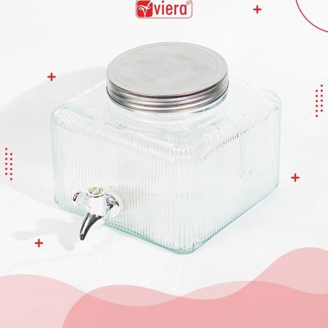 VIERA - GLASS WATER DISPENSER 3 L WADAH TEMPAT AIR MINUM KRAN KACA | IRRITELLY