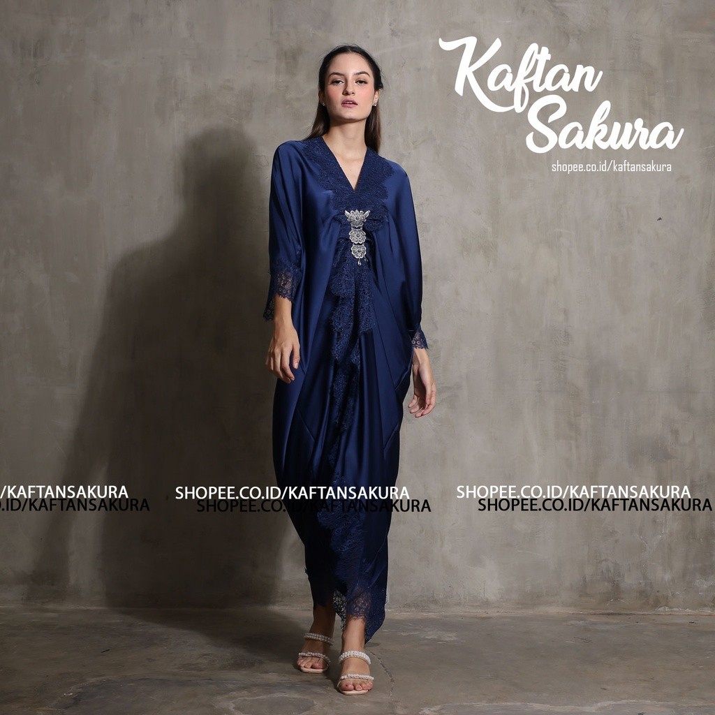 KAFTAN MEWAH WARNA NAVY FREE BROSS KAFTAN TRENDY WANITA MUSLIMAH KOLEKSI TERBARU BY KAFTANSAKURA