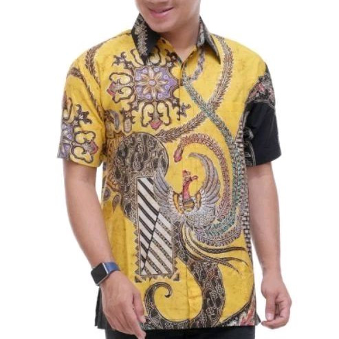 Kemeja Batik Tulis Asli/Baju Batik Tulis Pria Lengan Pendek Motif Terbaru Berlapis Puring Kain Katun
