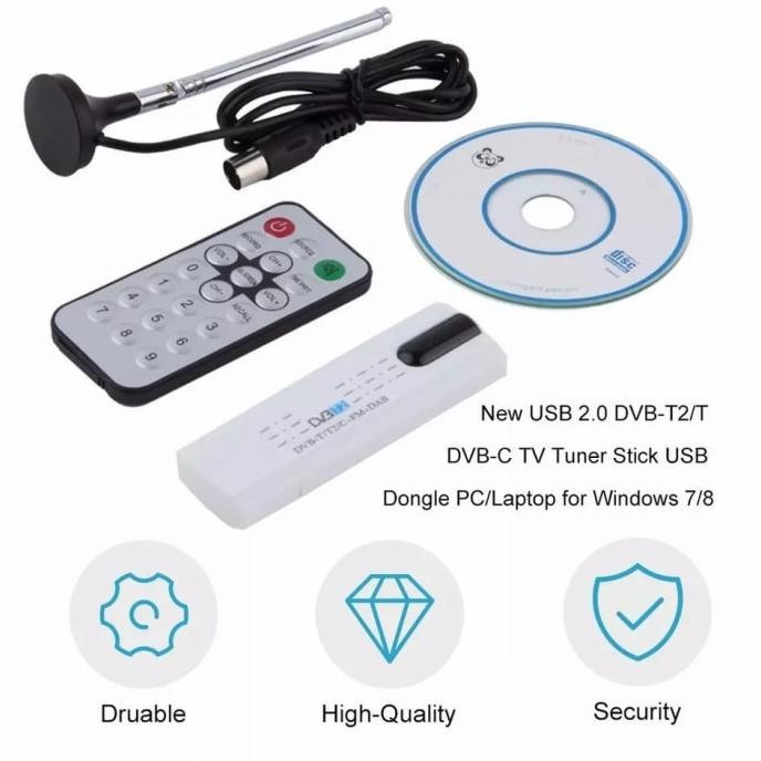 Dongle USB TV Tuner DVB-T2 untuk Laptop dan PC OS Windows