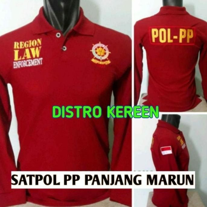 KAOS SATPOL PP - KAOS KERAH SATPOL PP MARUN PANJANG - KAOS SATPOL PP M