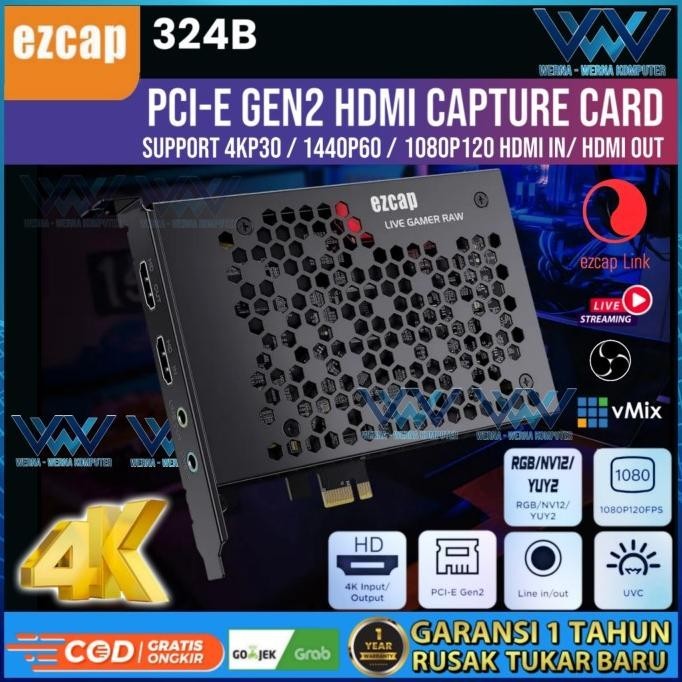 Ezcap 324 PCI Express HDMI 4K Video Capture Card Gamer Live RAW