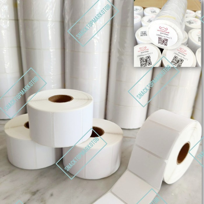 

Terlaris Label Thermal 40X30Mm 1 Line Isi 1000 Pcs / Sticker Barcode 40X30 Promo Terbaru