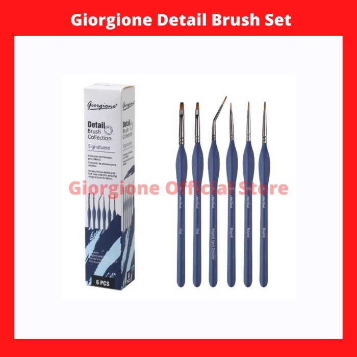 

Terlaris G-Mx06 Giorgione 6Pcs Watercolor Detail Brush Miniature Fine Kuas Mini Promo Terbaru