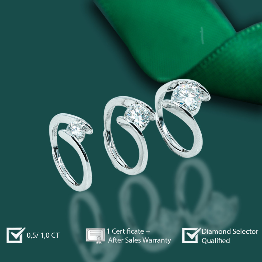 Cincin Berlian ARO Jewel Moissanite VVS 1 Ring Perhiasan Mewah