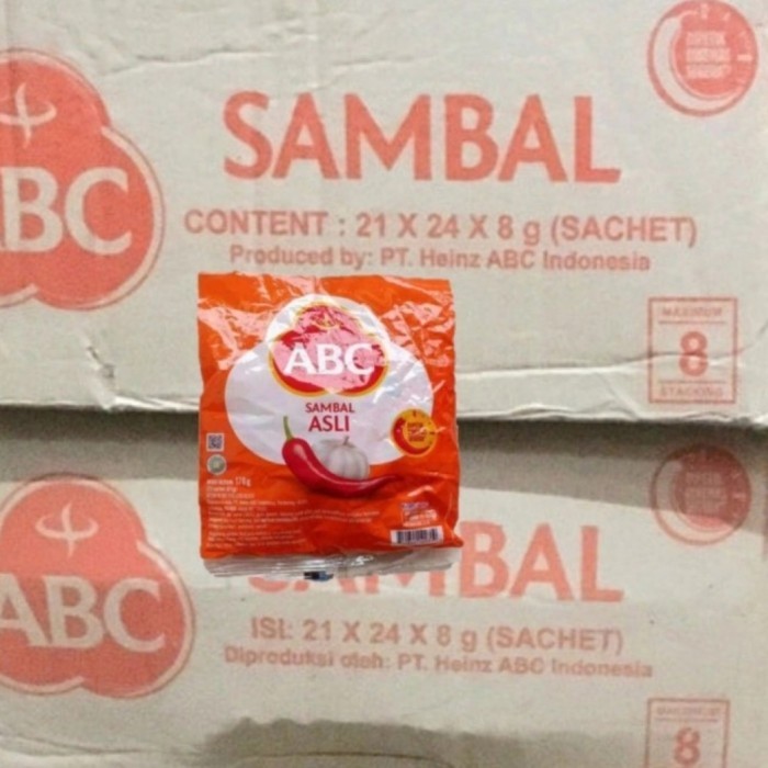 

Saos Sambal ABC Sachet - 1 Dus/Karton isi 21 Pak x 22 Sachet @8gr