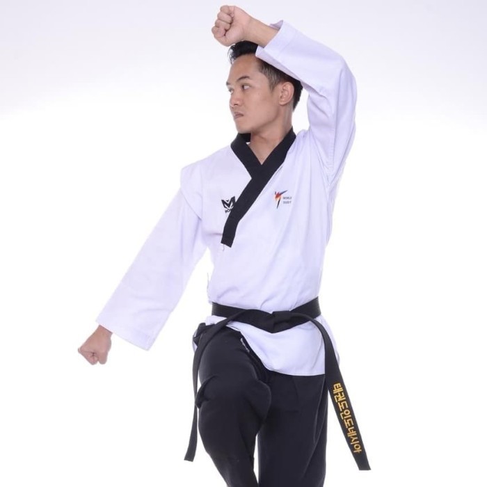 DOBOK MOKS POOMSAE TAEKWONDO MALE DAN FEMALE KERAH HITAM