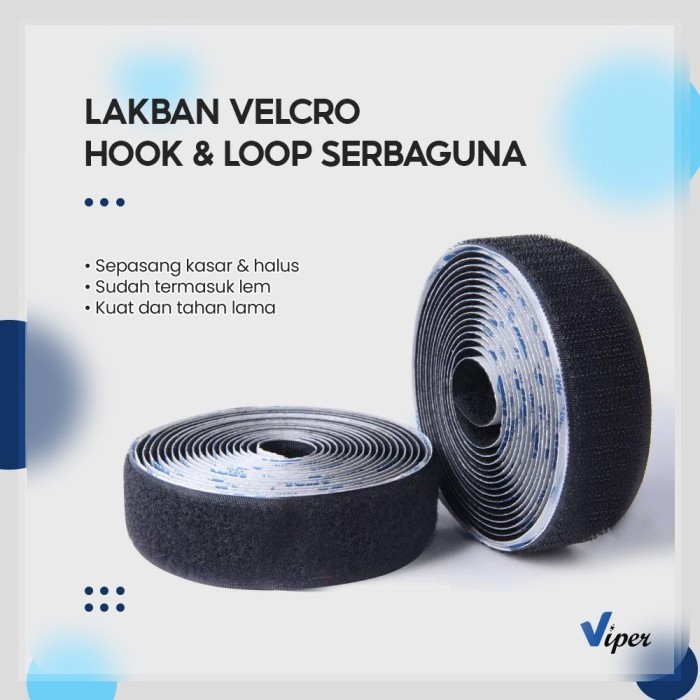 Terbaru 1 Roll Lakban Velcro Perekat Serbaguna Double Tape Plus Lem 3M Hook Lo Promo Terlaris