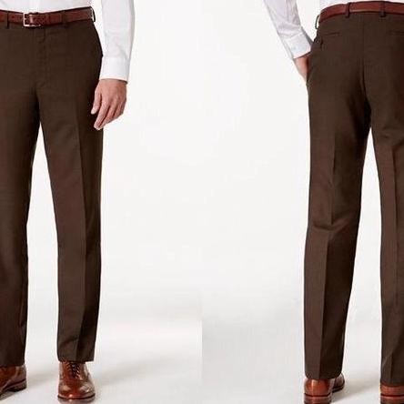 Celana kerja kantor pria formal slimfit bahan dasar kain warna coklat MRS2