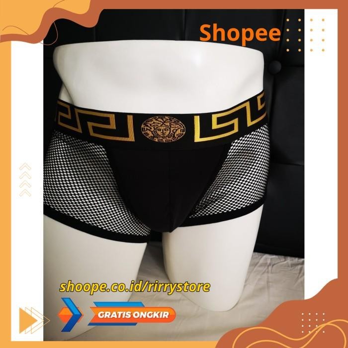 BOXER BRIEF VERSACE, CELANA DALAM PRIA TRANSPARAN FISHNET SEXY   / BOXER BRIEF VERSACE, CELANA DALAM