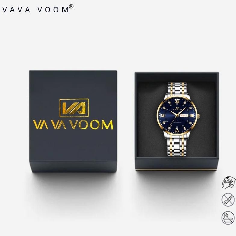 Hot Sale VAVAVOOM 2461 Jam Tangan Pria Original Luxury Rantai Tahan Air Stainless Steel Analog Quartz Watch + Kotak Gratis Terlaris