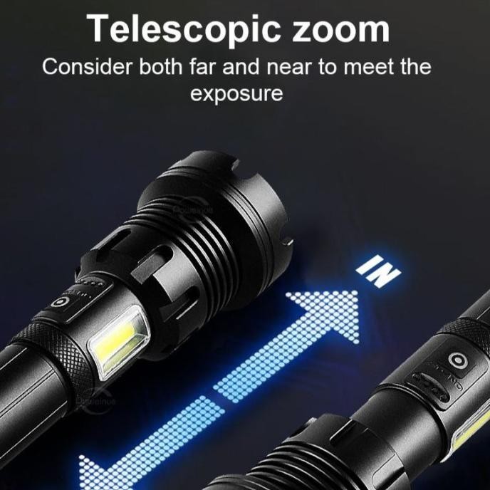 Senter LED XHP90+COB Swat Police Super Terang XHP90.2 BIG Rechargeable