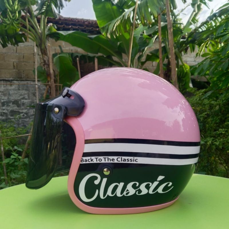 HELM BOGO MOTIF CLASSIC PINK UNTUK PRIA DAN WANITA DEWASA