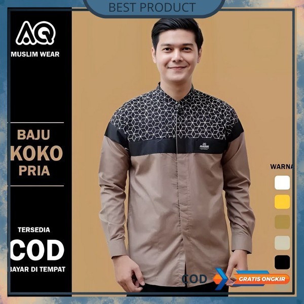 Kemeja Muslim Remaja Cod Koko Pria Dewasa Bsju Kemko Putih Hitam Baju Koko Pria Kemko Lebaran Toyobo