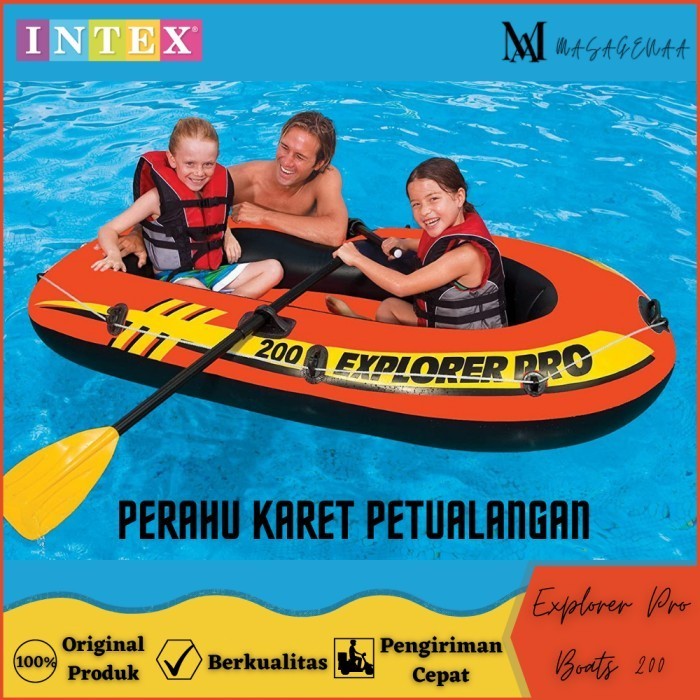 Perahu Angin Karet Dayung Tebal Pompa Anak Dewasa 2 Orang Intex