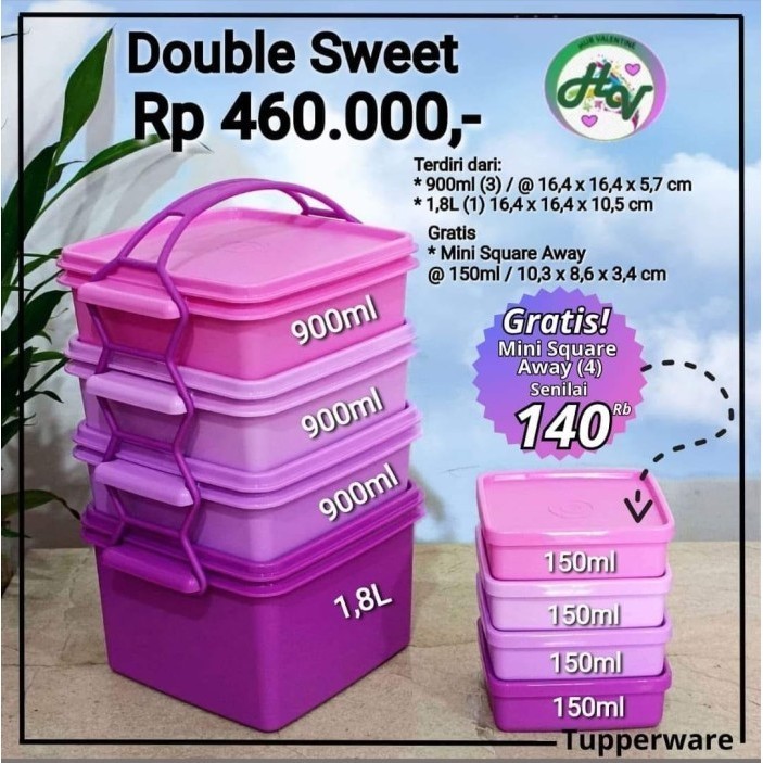 Tupperware Rantang Double Sweet Free [A08]