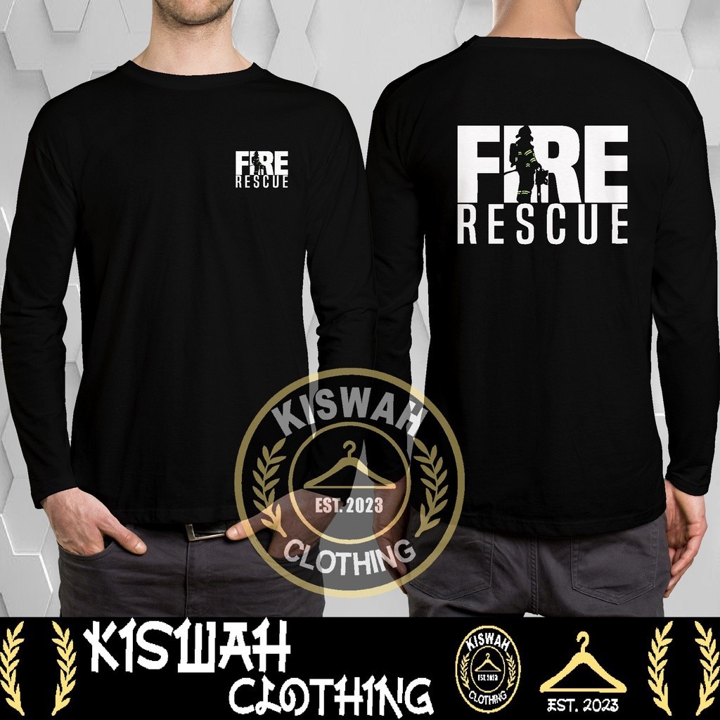Kaos Tshirt Fire Rescue Pemadam Kebakaran DAMKAR Lengan Panjang Baju Distro