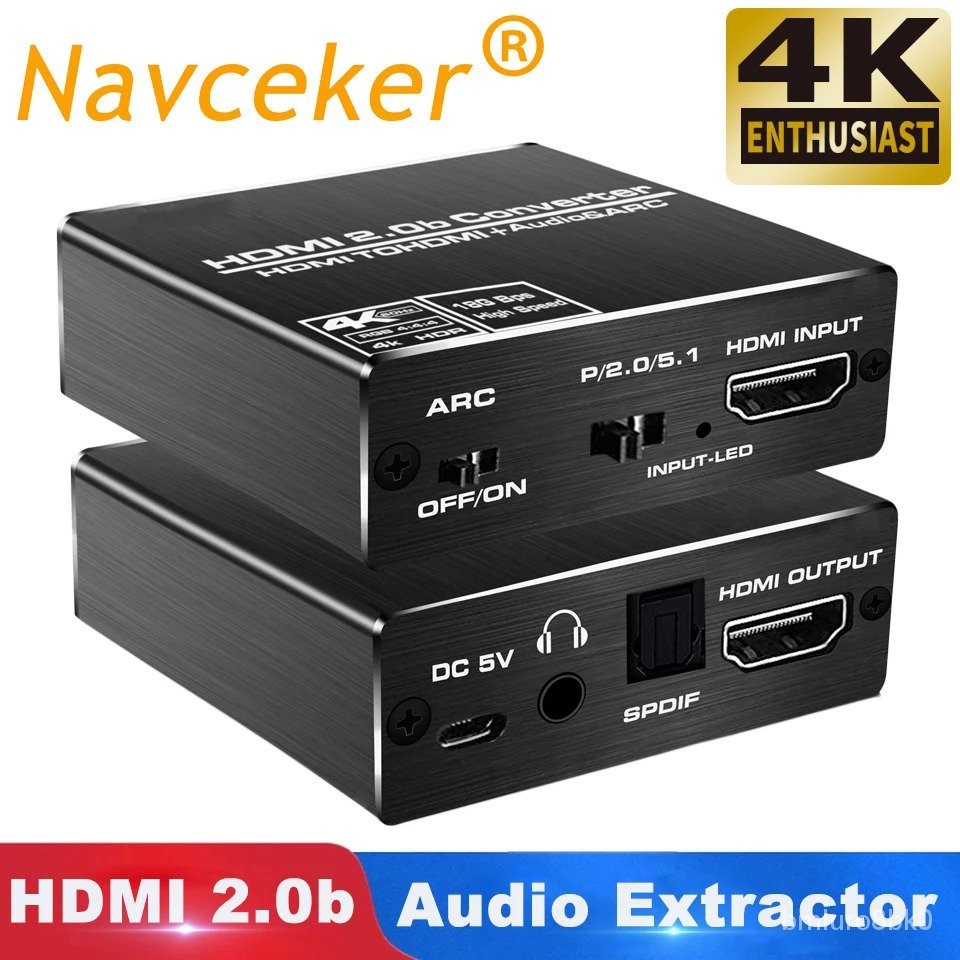2023 Terbaik HDMI 2.0 Audio Extractor Mendukung 4K 120Hz YUV 4:4:4 HDR HDMI Audio Converter Adaptor 