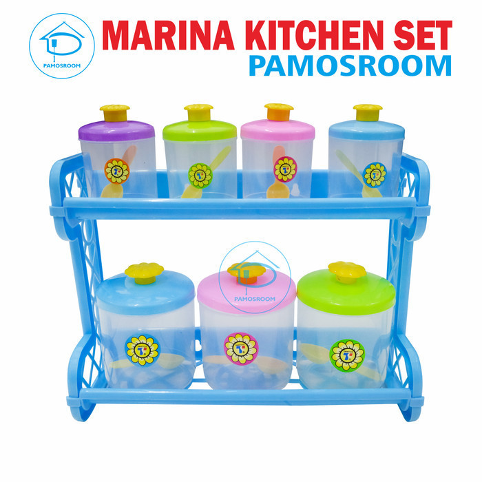 Pamosroom Tempat Bumbu Plastik Set Rak Bumbu Dapur Nimalis