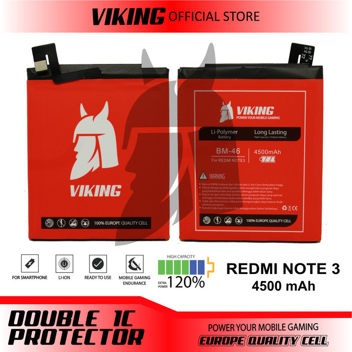 BATERAI VIKING XIAOMI REDMI NOTE 3 - NOTE 3 PRO BM46 DOUBLE POWER