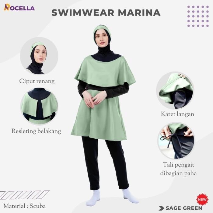 BISA COD - ROCELLA SWIMWEAR MARINA BAJU RENANG MUSLIMAH DEWASA ROCELLA MARINA