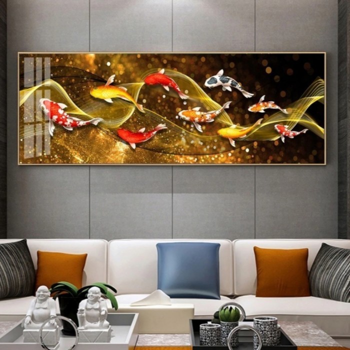 LUKISAN IKAN KOI/LUKISAN PORCELAIN 5D DIAMOND-UK 80X160CM