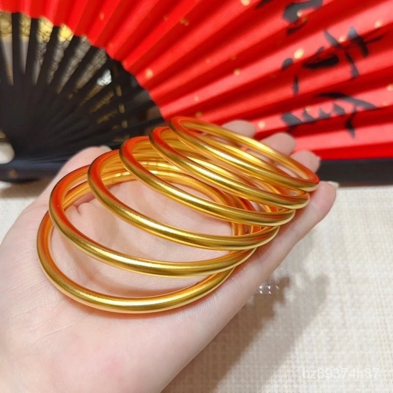 Gelang Warisan Kuno Wanita Gelang Sederhana Gelang Buram Padat Gelang Emas Kuningan