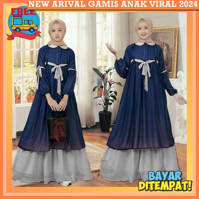 Baju Busana Muslim Anak Perempuan Gamus Ansk Cewe Umur 8 Tahun Dress Lebaran 2024 Terbaru Bju Gmis S