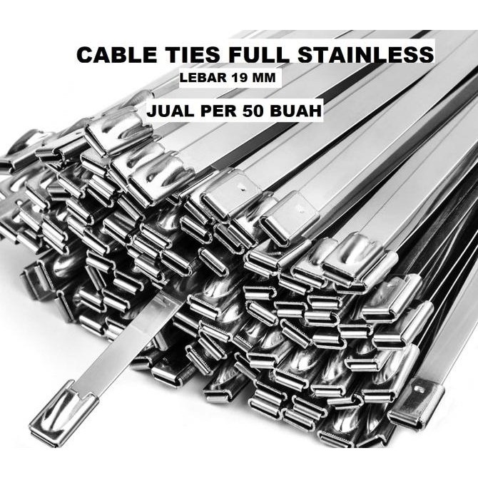 

Per 50 Pcs Cable Ties Straps Stainless 19 X 400 Mm Kabel Tis Tali Plat Kualitas Premium