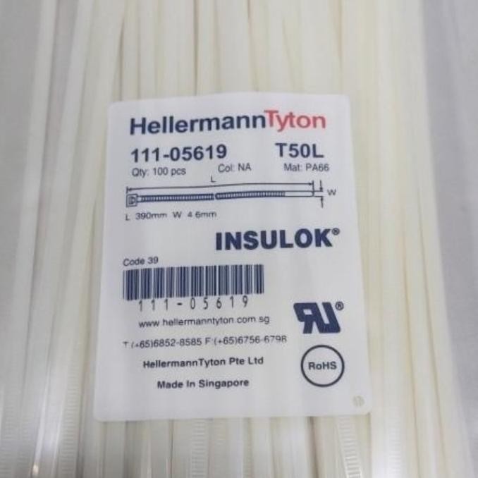 

Hellermann Tyton Insulok T50L/T50L-W 390Mm X 4,6Mm Kabel Ties Cable Kualitas Premium