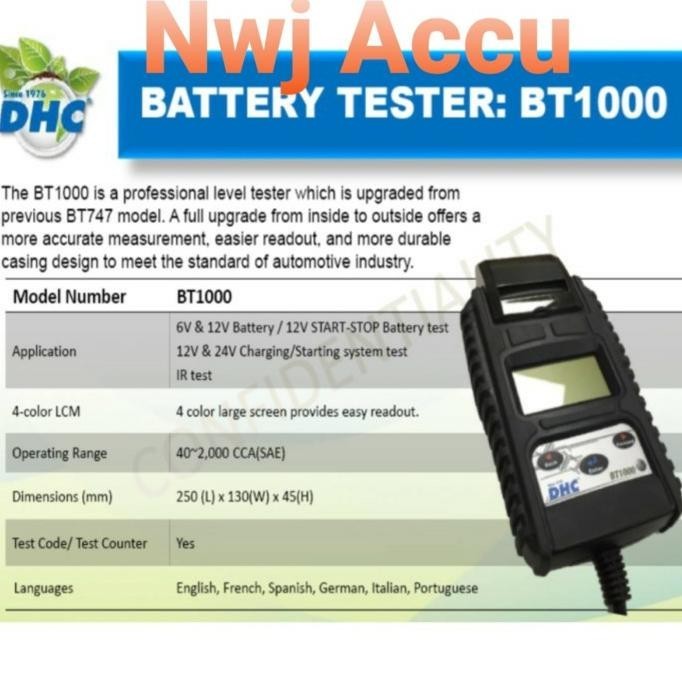 Terbaik | Aki Tester Dhc Bt1000 Analyser Aki Digital Printer