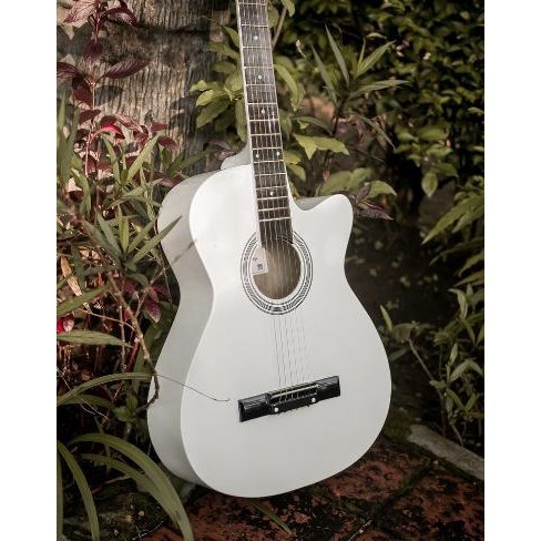 [Paket Lengkap] Gitar Akustik Putih Mandalika S-01 Murah Fullset