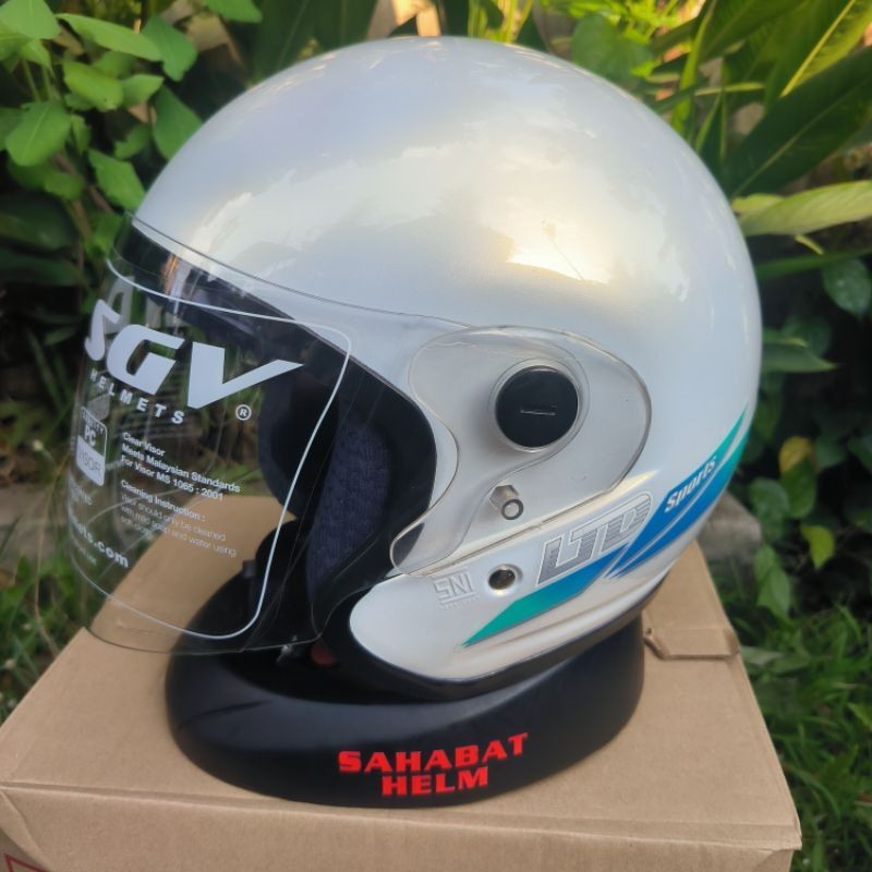 Helm LTD sport no pet putih mutiara