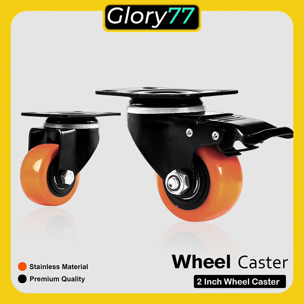 FUKUDA Roda Kastor 2 Inch TEBAL Plus Rem / Castor Swifel Plate Etalase GR736