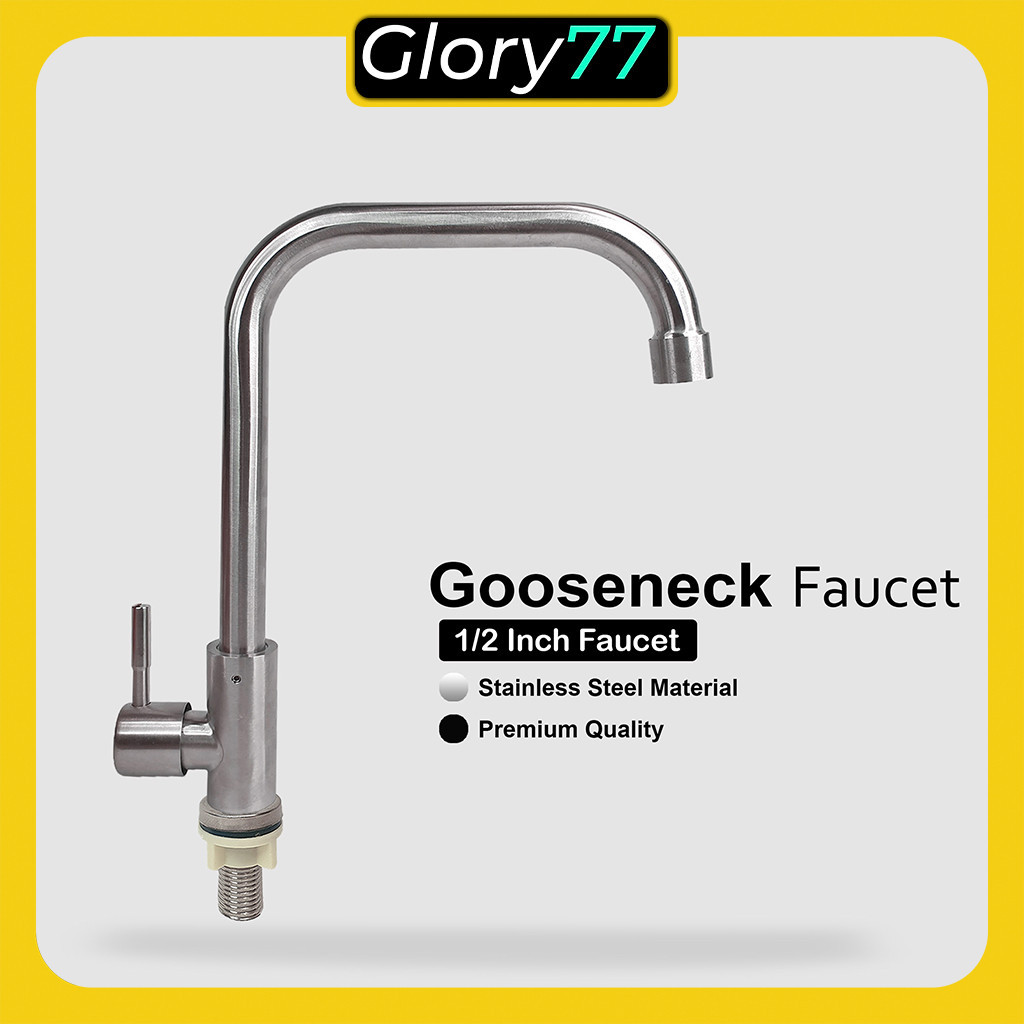 Kran Angsa Wastafel Leher Kotak SUS 304 I Kran Sink Dapur Leher Kotak GR816