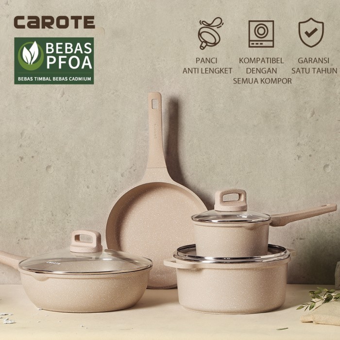 Carote Terra 7 Pcs Set Wajan Dan Panci Marble Anti Lengket