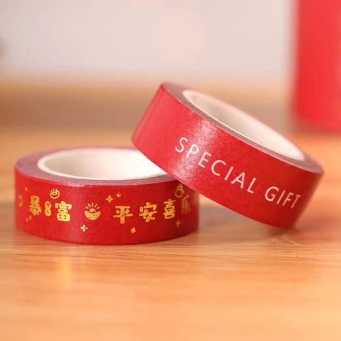 Washi Tape Selotip Imlek Toples CNY Isolasi Topples Kue Kering