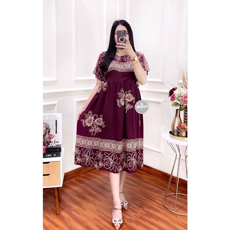 Daster Wanita Terbaru 2024 Dewasa Homedress Bahan Adem Remaja Kekinian Jumbo Buat Tidur Mididress Ib