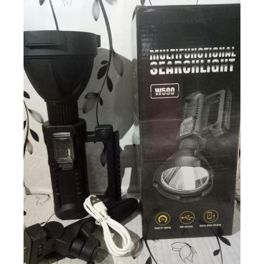 TERBARU SENTER SOROT W590 SUPER BRIGHT 9000 LUMENS BIG LAMP LED USB RECHARGBLE