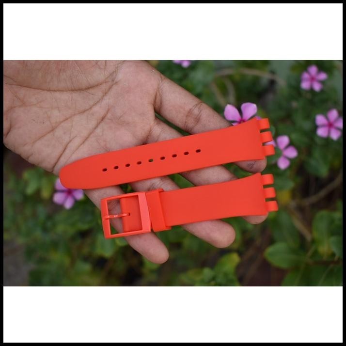 TERMURAH STRAP SWATCH RED 19MM TALI SWATCH IRONY DIAPHANE CHRONO NEW GENT 