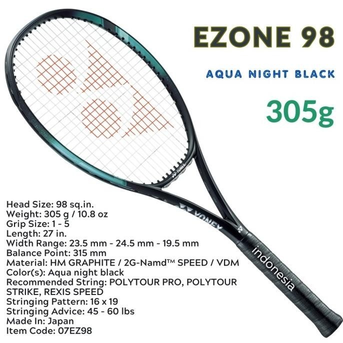 Yonex Ezone 98 305G Aqua Night Black - Racket Tennis Terbaru