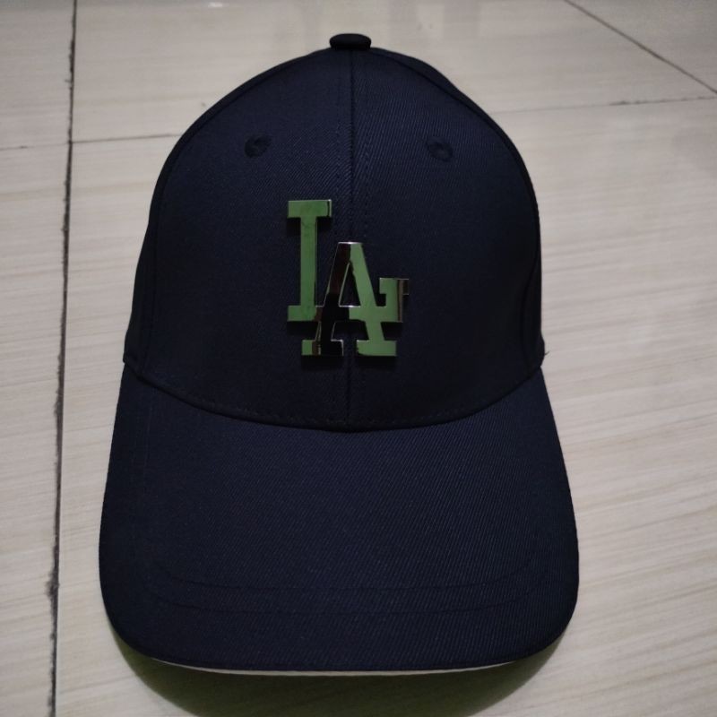 Topi MLB LA navy logo besi gesper