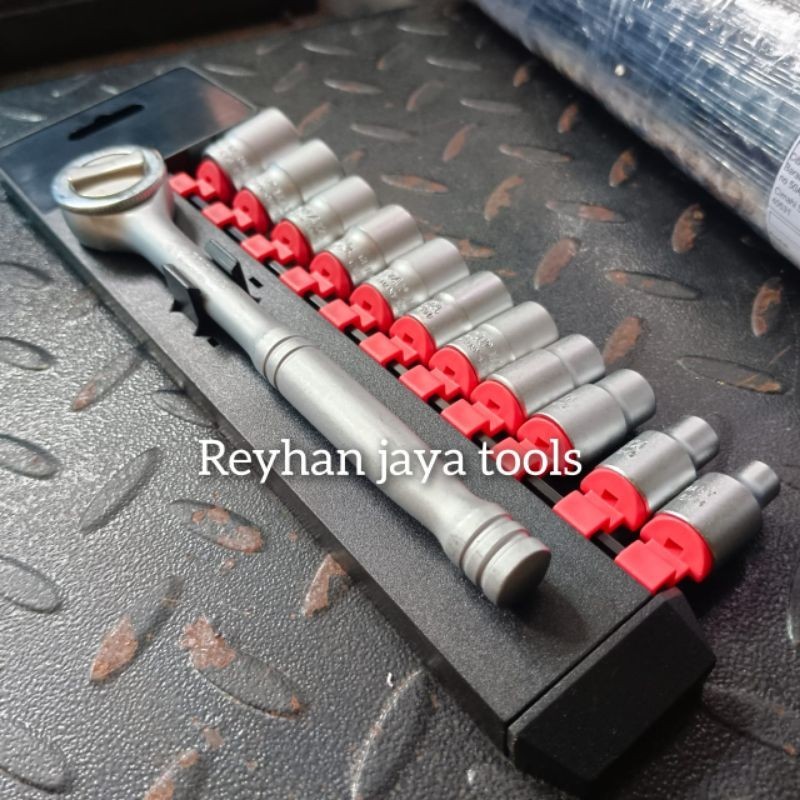 Kunci shock sok set 12 pcs 3/8 inch DR 6 Point CR-V Tjap Mata Germany